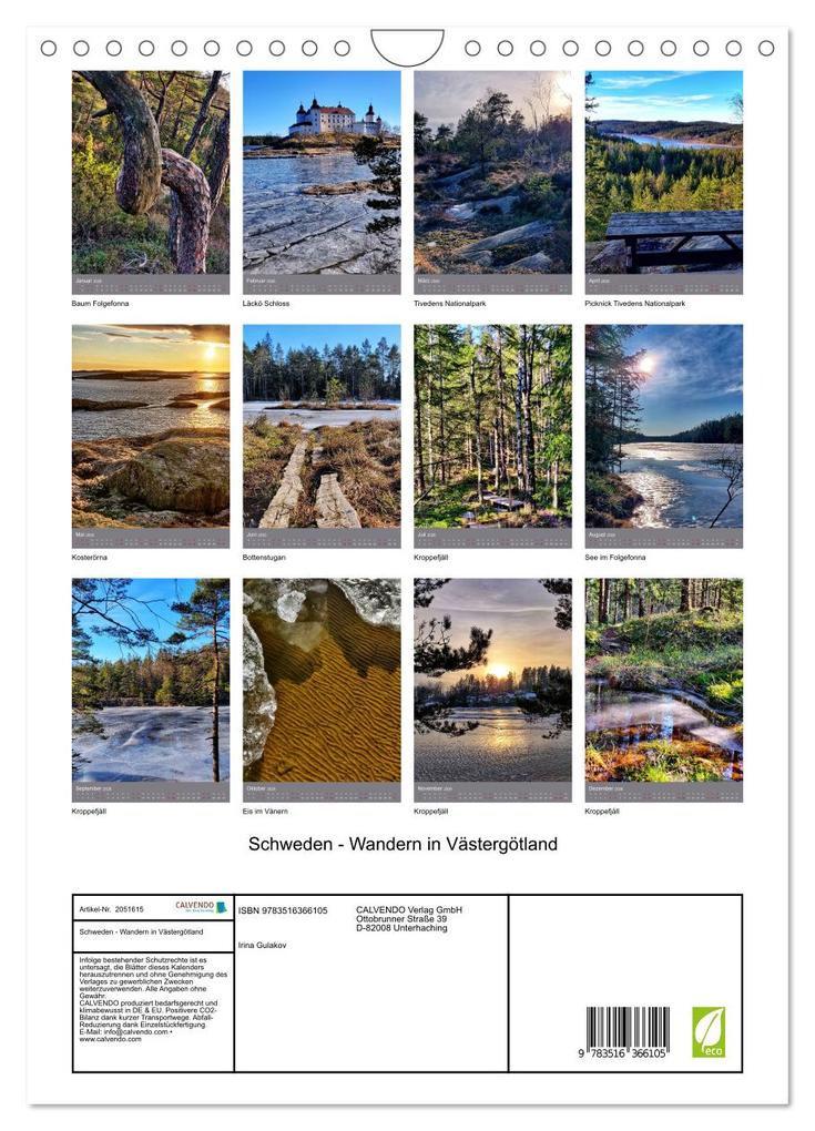 Weitere Ansicht: Schweden - Wandern in Västergötland (Wandkalender 2026 DIN A4 hoch), CALVENDO Monatskalender | Irina Gulakov, Calvendo