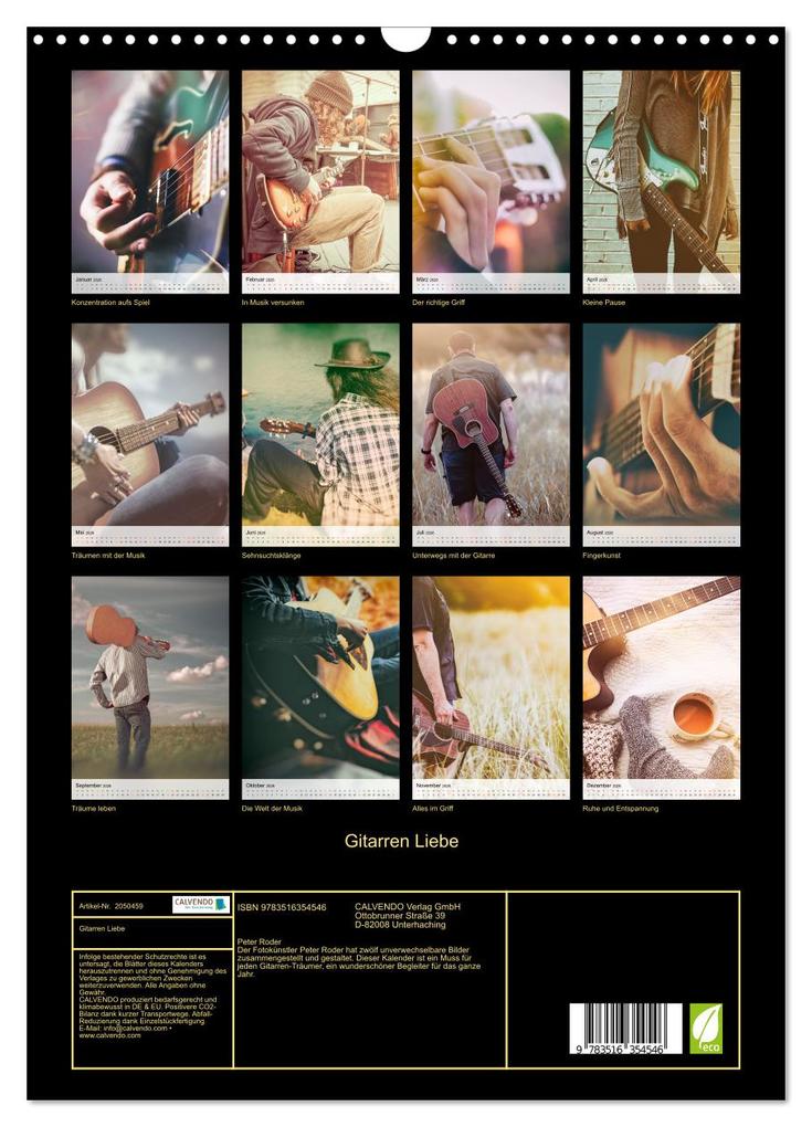 Weitere Ansicht: Gitarren Liebe (Wandkalender 2026 DIN A3 hoch), CALVENDO Monatskalender | Peter Roder, Calvendo