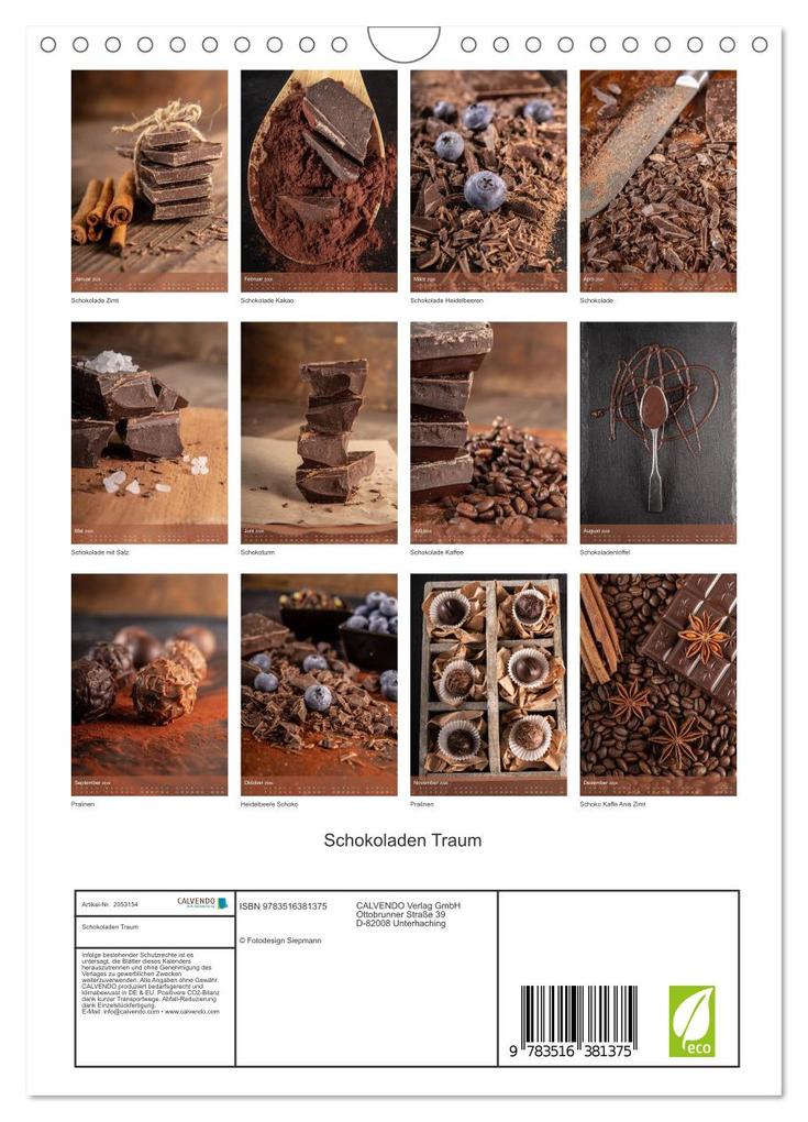 Weitere Ansicht: Schokoladen Traum (Wandkalender 2026 DIN A4 hoch), CALVENDO Monatskalender | Thomas Siepmann, Calvendo