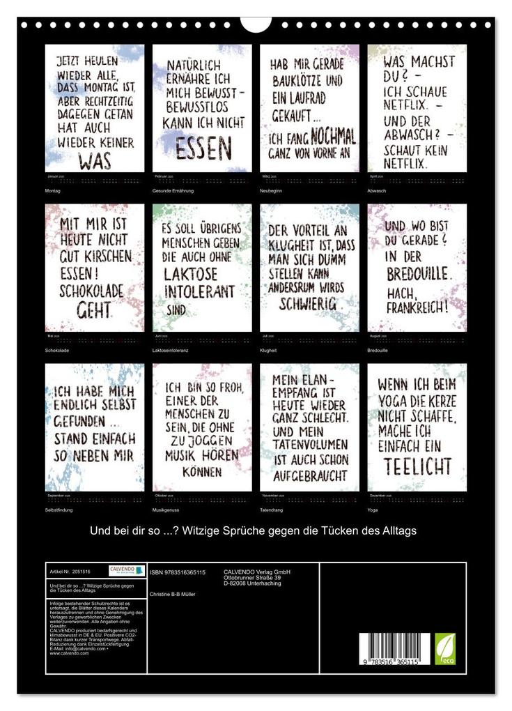 Weitere Ansicht: Und bei dir so ...? Witzige Sprüche gegen die Tücken des Alltags (Wandkalender 2026 DIN A3 hoch), CALVENDO Monatskalender | Christine B-B Müller, Calvendo