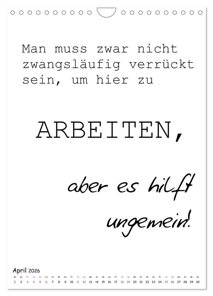 Weitere Ansicht: Typo-Kalender für das Büro. Gemeine und lustige Sprüche (Wandkalender 2026 DIN A4 hoch), CALVENDO Monatskalender | Rose Hurley, Calvendo