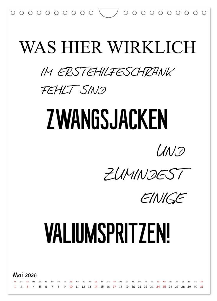 Weitere Ansicht: Typo-Kalender für das Büro. Gemeine und lustige Sprüche (Wandkalender 2026 DIN A4 hoch), CALVENDO Monatskalender | Rose Hurley, Calvendo