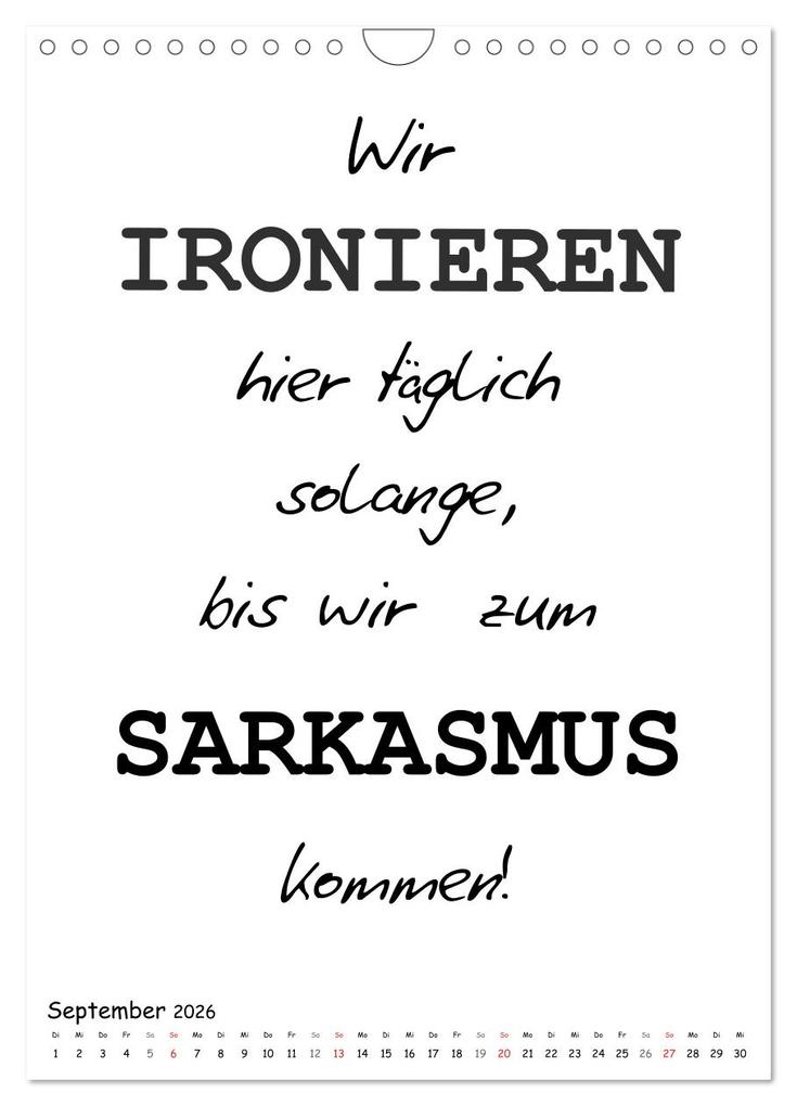 Weitere Ansicht: Typo-Kalender für das Büro. Gemeine und lustige Sprüche (Wandkalender 2026 DIN A4 hoch), CALVENDO Monatskalender | Rose Hurley, Calvendo