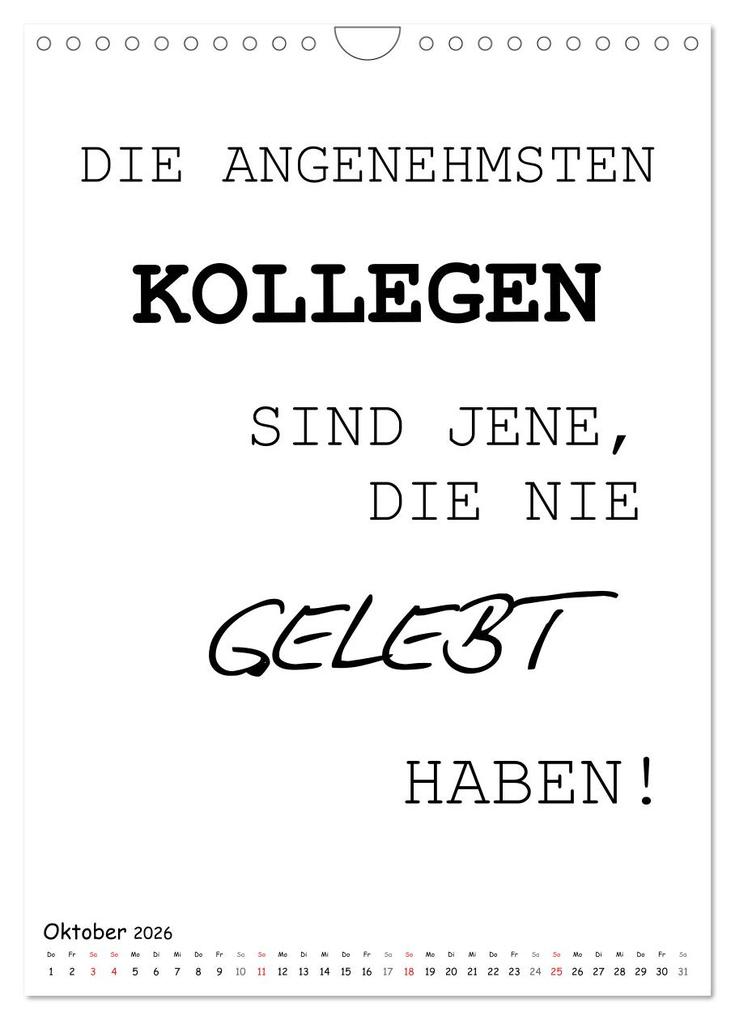 Weitere Ansicht: Typo-Kalender für das Büro. Gemeine und lustige Sprüche (Wandkalender 2026 DIN A4 hoch), CALVENDO Monatskalender | Rose Hurley, Calvendo