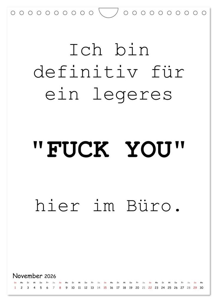 Weitere Ansicht: Typo-Kalender für das Büro. Gemeine und lustige Sprüche (Wandkalender 2026 DIN A4 hoch), CALVENDO Monatskalender | Rose Hurley, Calvendo
