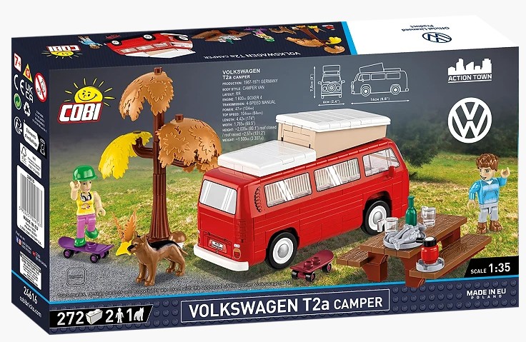 Weitere Ansicht: COBI Action Town 24616 - Volkswagen T2a Camper, Bausatz 1:35, 272 Klemmbausteine, 3 Figuren