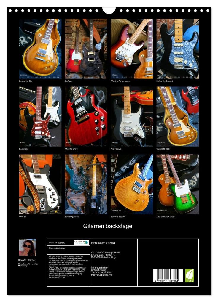 Weitere Ansicht: Gitarren backstage (Wandkalender 2026 DIN A3 hoch), CALVENDO Monatskalender | Calvendo, Renate Bleicher