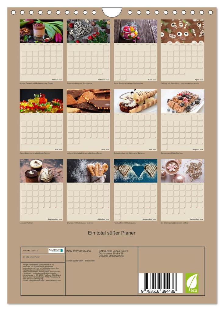 Weitere Ansicht: Ein total süßer Planer (Wandkalender 2026 DIN A4 hoch), CALVENDO Monatskalender | Calvendo, Stefan Widerstein - SteWi.info