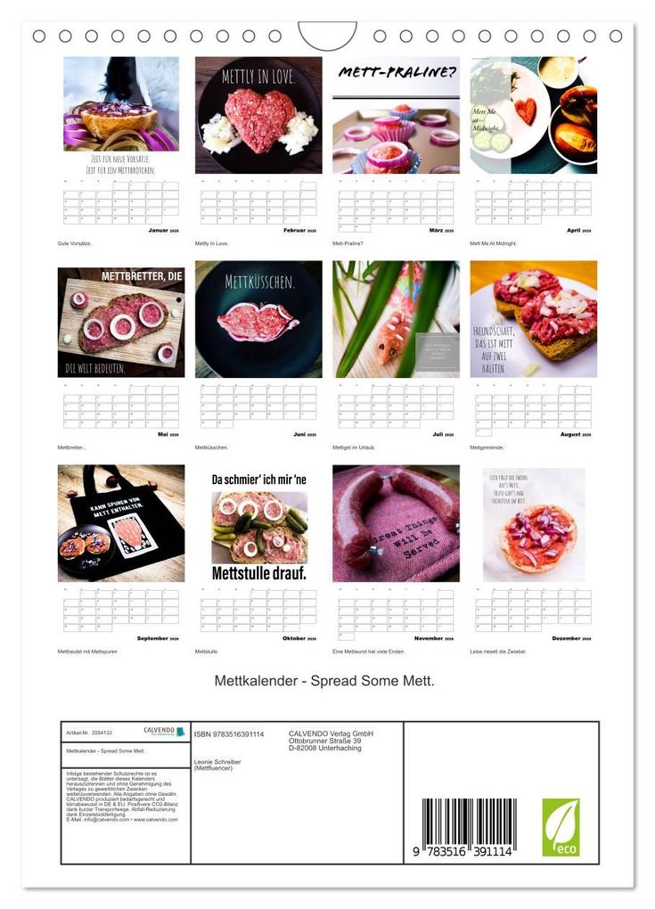 Weitere Ansicht: Mettkalender - Spread Some Mett. (Wandkalender 2026 DIN A4 hoch), CALVENDO Monatskalender | Calvendo, Leo aus dem Wunderland