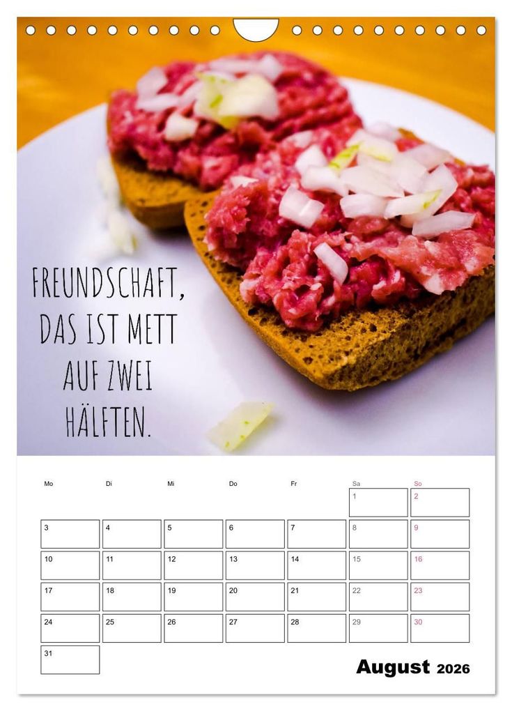 Weitere Ansicht: Mettkalender - Spread Some Mett. (Wandkalender 2026 DIN A4 hoch), CALVENDO Monatskalender | Calvendo, Leo aus dem Wunderland
