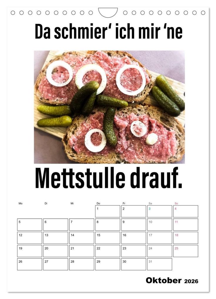 Weitere Ansicht: Mettkalender - Spread Some Mett. (Wandkalender 2026 DIN A4 hoch), CALVENDO Monatskalender | Calvendo, Leo aus dem Wunderland