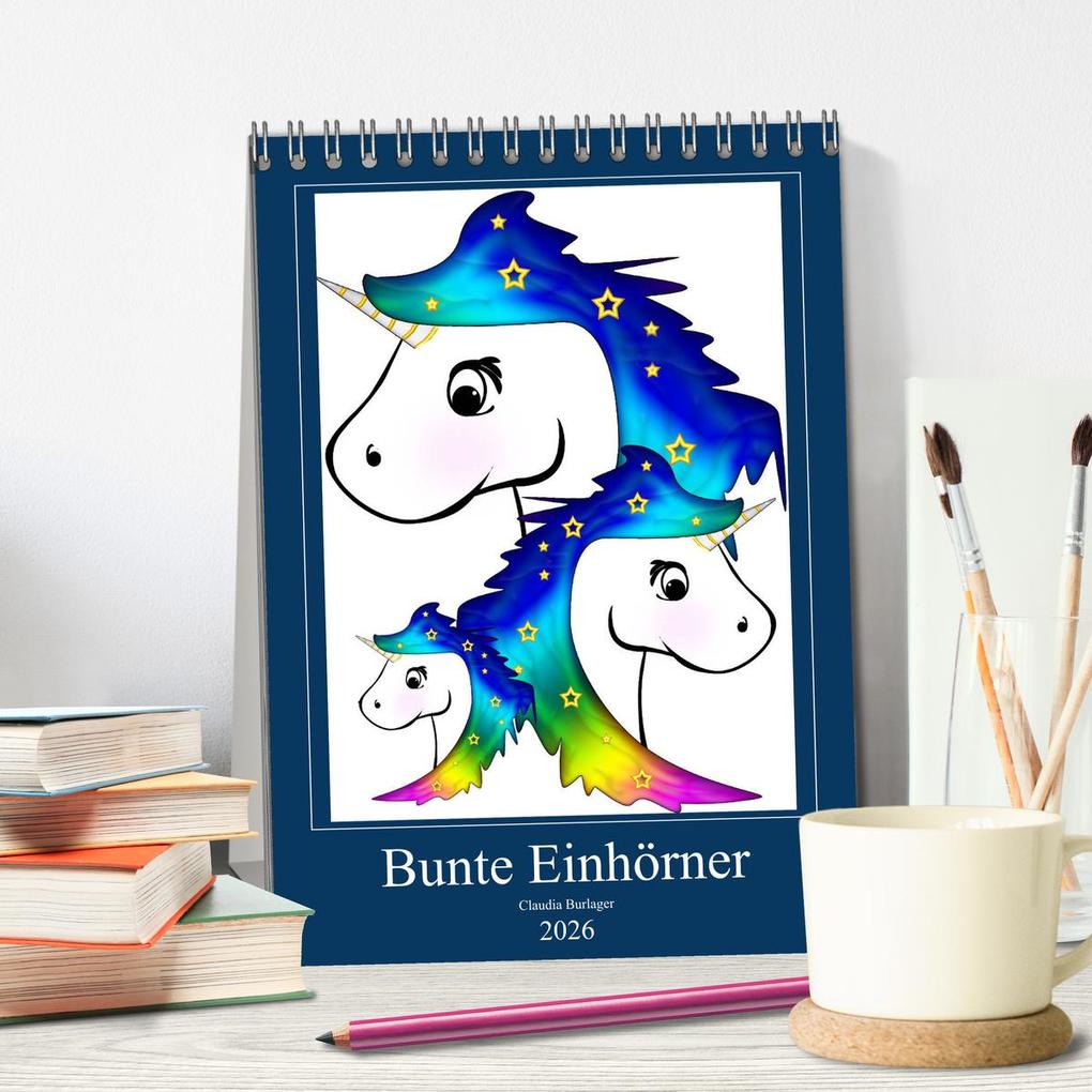 Weitere Ansicht: Bunte Einhörner (Tischkalender 2026 DIN A5 hoch), CALVENDO Monatskalender | Calvendo, Digital-Art, Digital-Art Digital-Art