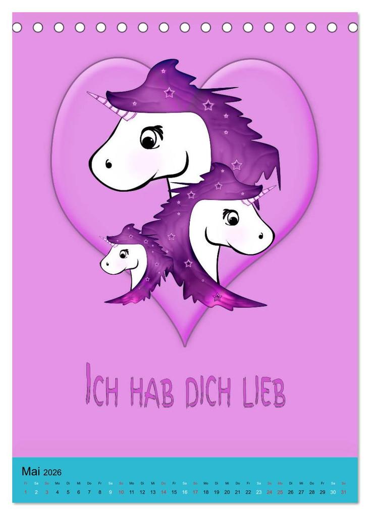 Weitere Ansicht: Bunte Einhörner (Tischkalender 2026 DIN A5 hoch), CALVENDO Monatskalender | Calvendo, Digital-Art, Digital-Art Digital-Art