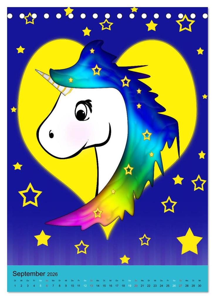 Weitere Ansicht: Bunte Einhörner (Tischkalender 2026 DIN A5 hoch), CALVENDO Monatskalender | Calvendo, Digital-Art, Digital-Art Digital-Art