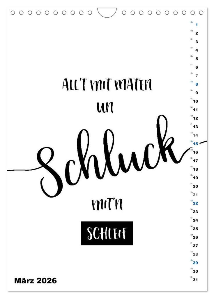 Weitere Ansicht: PLATT Typische Sprüche (Wandkalender 2026 DIN A4 hoch), CALVENDO Monatskalender | Calvendo, Melanie Viola