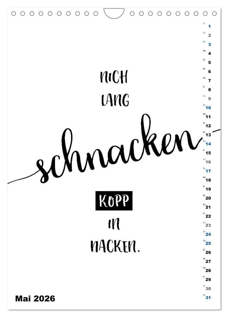 Weitere Ansicht: PLATT Typische Sprüche (Wandkalender 2026 DIN A4 hoch), CALVENDO Monatskalender | Calvendo, Melanie Viola