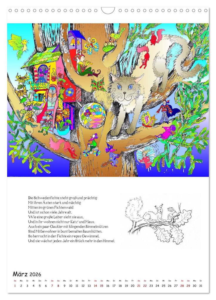 Weitere Ansicht: Ein phantastischer Katzenkalender: Magisches Katzenland (Wandkalender 2026 DIN A3 hoch), CALVENDO Monatskalender | Calvendo, Silke Thümmler
