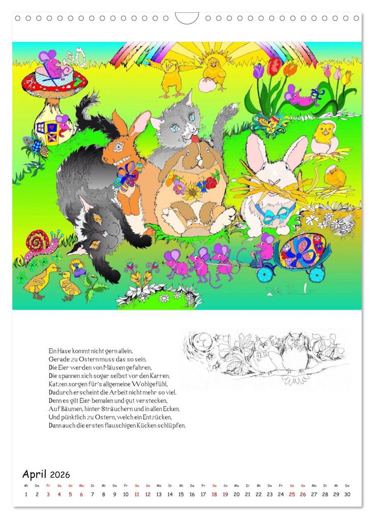 Weitere Ansicht: Ein phantastischer Katzenkalender: Magisches Katzenland (Wandkalender 2026 DIN A3 hoch), CALVENDO Monatskalender | Calvendo, Silke Thümmler