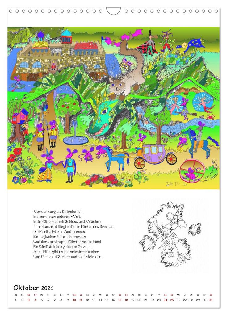 Weitere Ansicht: Ein phantastischer Katzenkalender: Magisches Katzenland (Wandkalender 2026 DIN A3 hoch), CALVENDO Monatskalender | Calvendo, Silke Thümmler