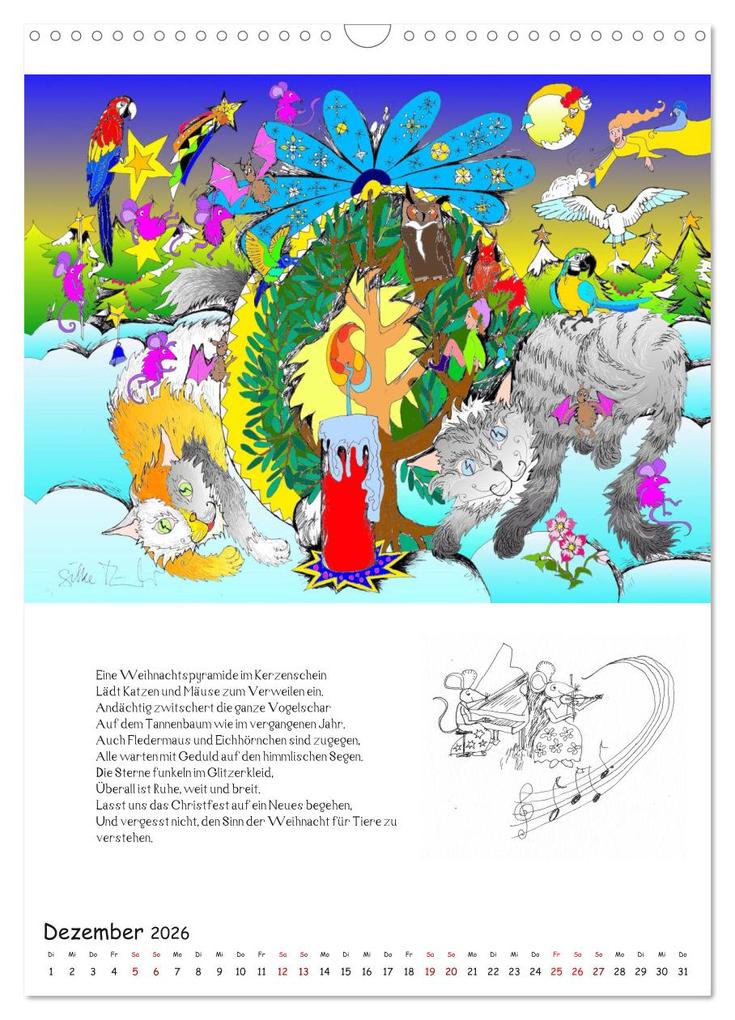 Weitere Ansicht: Ein phantastischer Katzenkalender: Magisches Katzenland (Wandkalender 2026 DIN A3 hoch), CALVENDO Monatskalender | Calvendo, Silke Thümmler