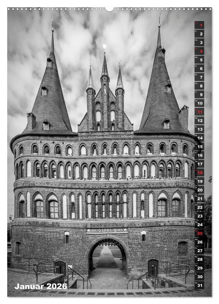 Weitere Ansicht: LÜBECK Monochrome Momente (Wandkalender 2026 DIN A2 hoch), CALVENDO Monatskalender | Calvendo, Melanie Viola