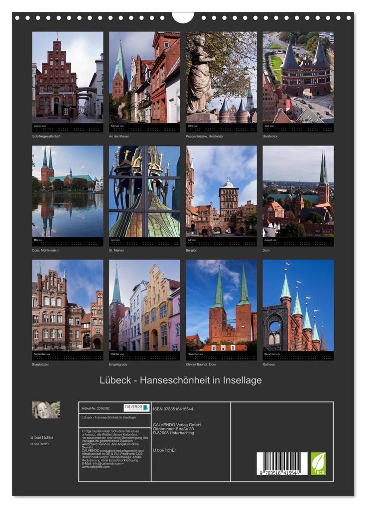 Weitere Ansicht: Lübeck - Hanseschönheit in Insellage (Wandkalender 2026 DIN A3 hoch), CALVENDO Monatskalender | U boeTtchEr, Calvendo