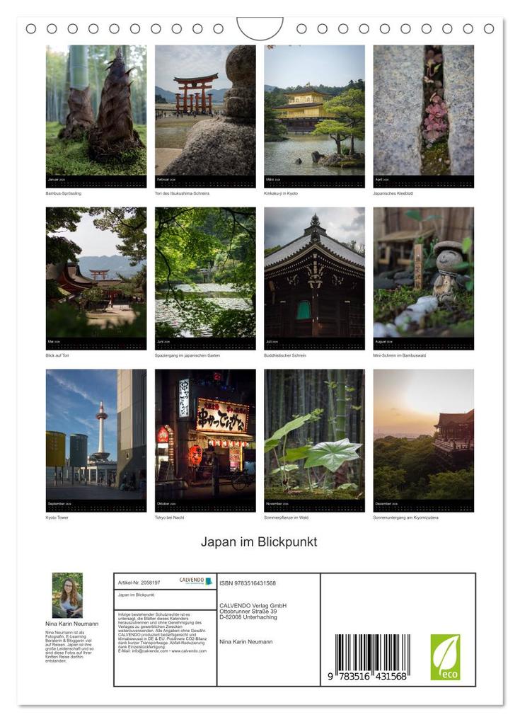 Weitere Ansicht: Japan im Blickpunkt (Wandkalender 2026 DIN A4 hoch), CALVENDO Monatskalender | Nina Karin Neumann, Calvendo