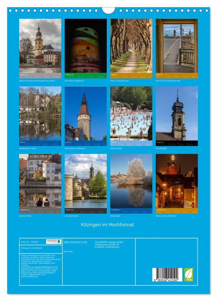 Weitere Ansicht: Kitzingen im Hochformat (Wandkalender 2026 DIN A3 hoch), CALVENDO Monatskalender | Hans Will, Calvendo
