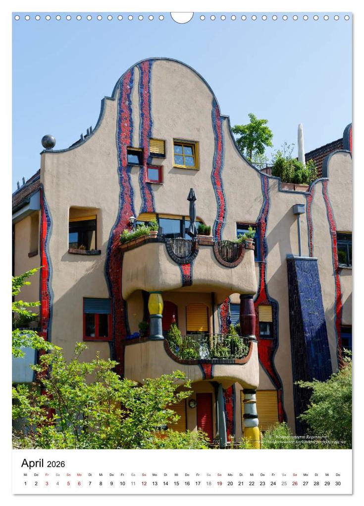 Weitere Ansicht: Wohnen unterm Regenturm - Ein Hundertwasser Architekturprojekt, 1991-94 (Wandkalender 2026 DIN A3 hoch), CALVENDO Monatskalender | Hanns-Peter Eisold, Calvendo