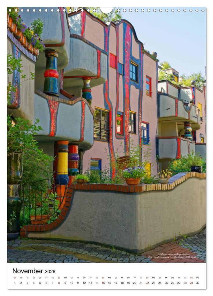 Weitere Ansicht: Wohnen unterm Regenturm - Ein Hundertwasser Architekturprojekt, 1991-94 (Wandkalender 2026 DIN A3 hoch), CALVENDO Monatskalender | Hanns-Peter Eisold, Calvendo