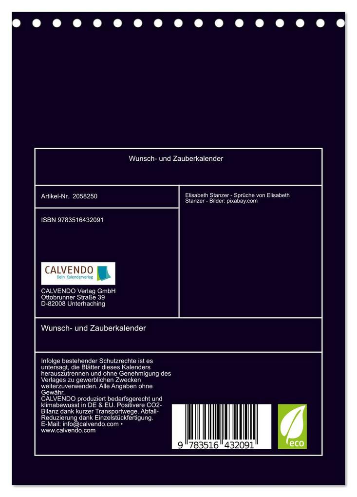 Weitere Ansicht: Wunsch- und Zauberkalender (Tischkalender 2026 DIN A5 hoch), CALVENDO Monatskalender | Elisabeth Stanzer, Calvendo