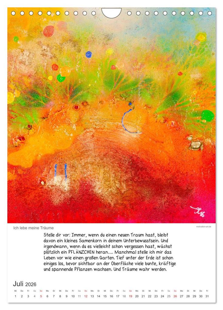 Weitere Ansicht: Motivation-Art Herzenswünsche (Wandkalender 2026 DIN A4 hoch), CALVENDO Monatskalender | Jörg Lehmann, Calvendo
