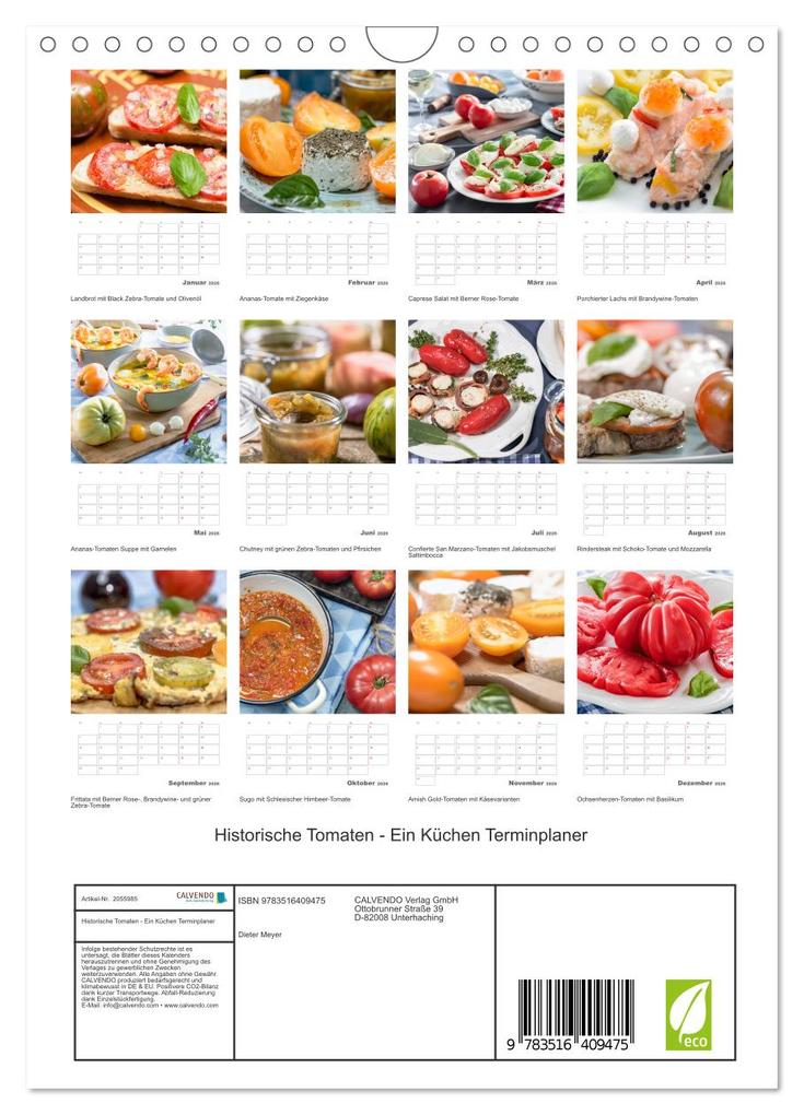 Weitere Ansicht: Historische Tomaten - Ein Küchen Terminplaner (Wandkalender 2026 DIN A4 hoch), CALVENDO Monatskalender | Dieter Meyer, Calvendo