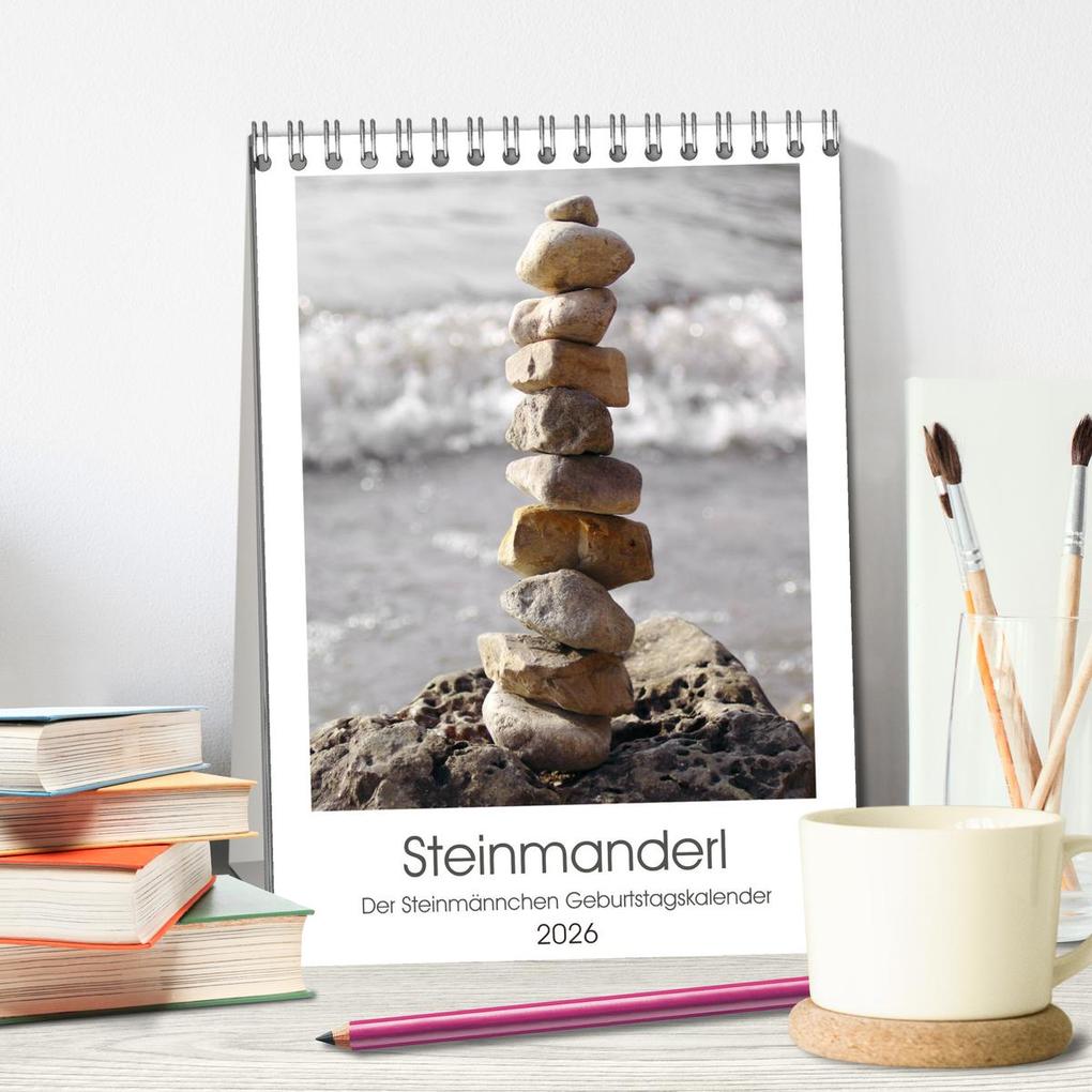 Weitere Ansicht: Steinmanderl - Der Steinmännchen Geburtstagskalender (Tischkalender 2026 DIN A5 hoch), CALVENDO Monatskalender | Michaela Schimmack, Calvendo