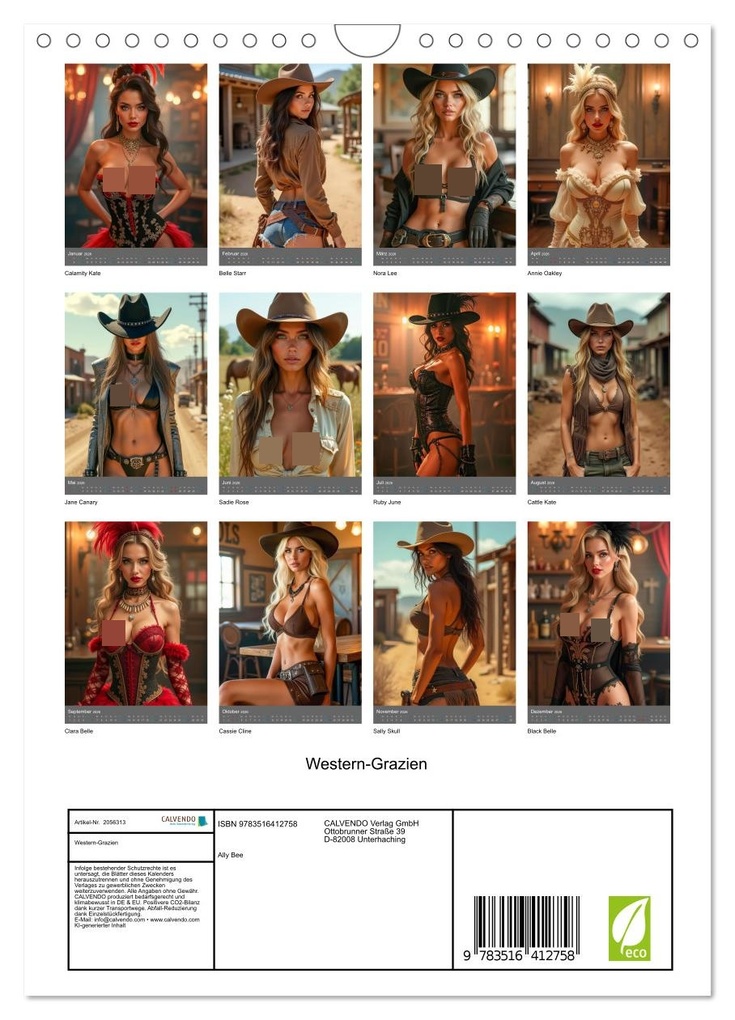 Weitere Ansicht: Western-Grazien (Wandkalender 2026 DIN A4 hoch), CALVENDO Monatskalender | Ally Bee, Calvendo