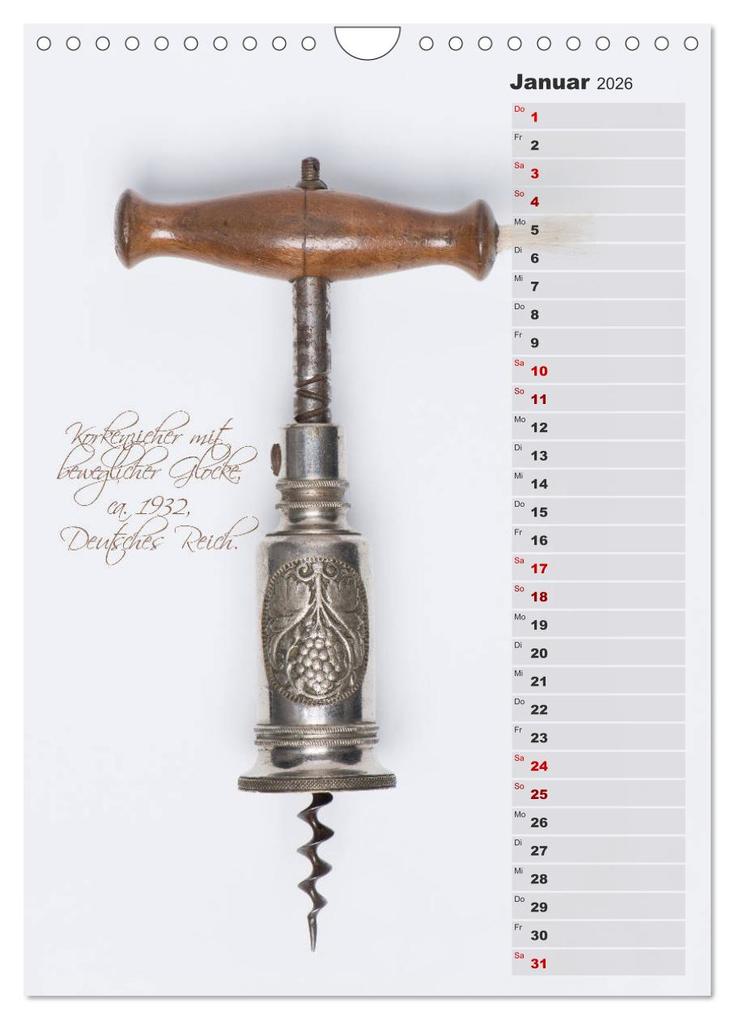 Weitere Ansicht: Emotionale Momente: Korkenzieher - geniales Alltagswerkzeug. Planer. (Wandkalender 2026 DIN A4 hoch), CALVENDO Monatskalender | Ingo Gerlach, Calvendo