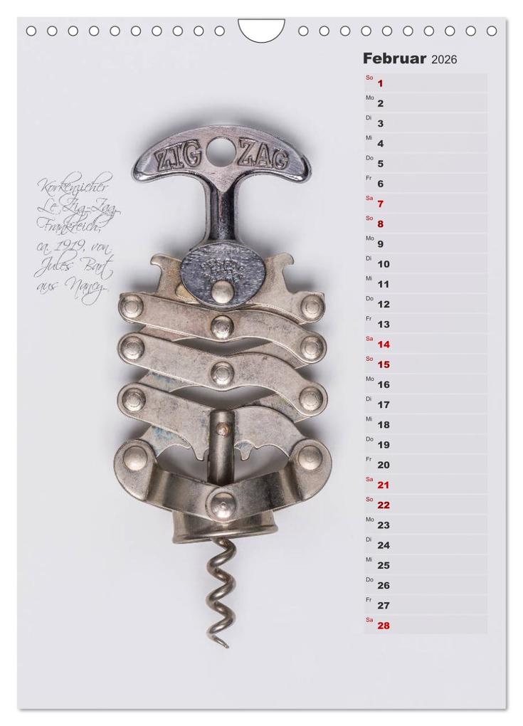 Weitere Ansicht: Emotionale Momente: Korkenzieher - geniales Alltagswerkzeug. Planer. (Wandkalender 2026 DIN A4 hoch), CALVENDO Monatskalender | Ingo Gerlach, Calvendo