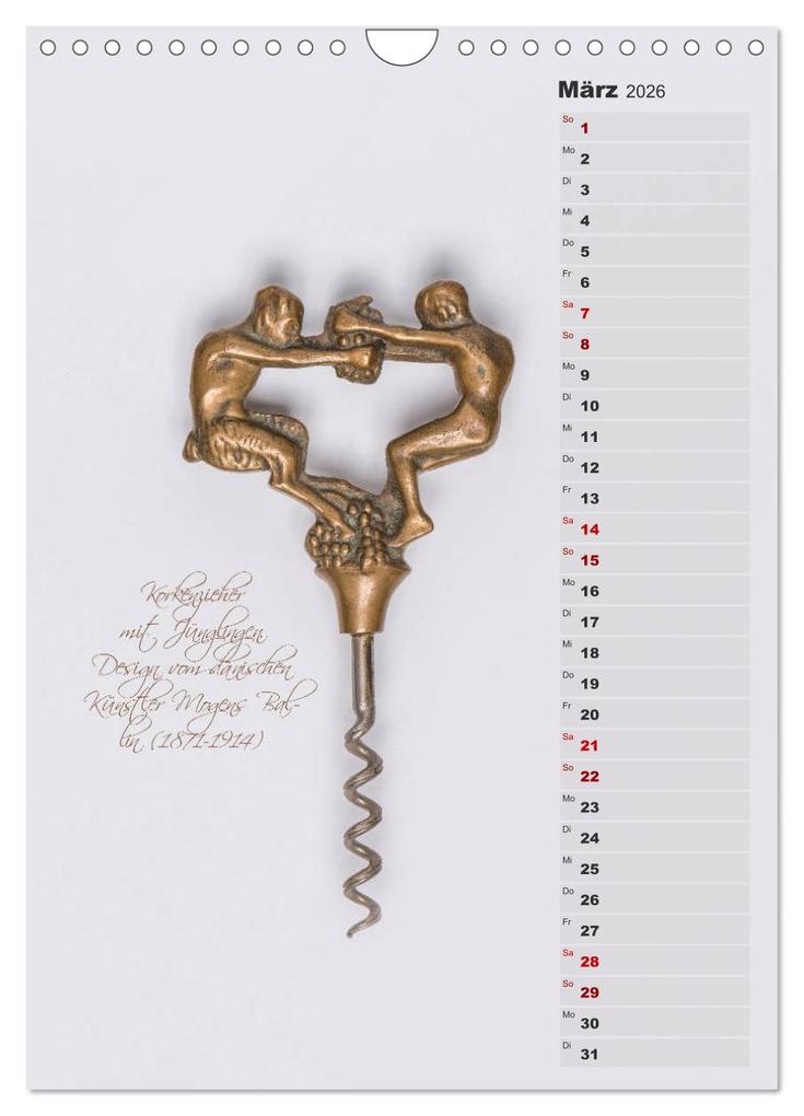 Weitere Ansicht: Emotionale Momente: Korkenzieher - geniales Alltagswerkzeug. Planer. (Wandkalender 2026 DIN A4 hoch), CALVENDO Monatskalender | Ingo Gerlach, Calvendo