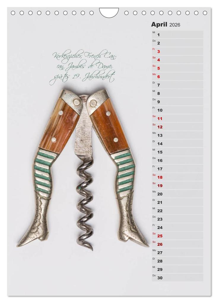Weitere Ansicht: Emotionale Momente: Korkenzieher - geniales Alltagswerkzeug. Planer. (Wandkalender 2026 DIN A4 hoch), CALVENDO Monatskalender | Ingo Gerlach, Calvendo