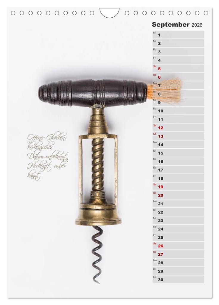 Weitere Ansicht: Emotionale Momente: Korkenzieher - geniales Alltagswerkzeug. Planer. (Wandkalender 2026 DIN A4 hoch), CALVENDO Monatskalender | Ingo Gerlach, Calvendo