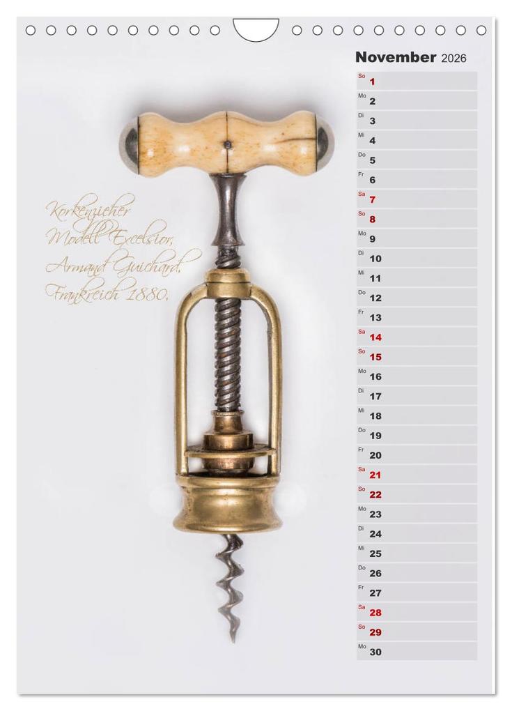 Weitere Ansicht: Emotionale Momente: Korkenzieher - geniales Alltagswerkzeug. Planer. (Wandkalender 2026 DIN A4 hoch), CALVENDO Monatskalender | Ingo Gerlach, Calvendo