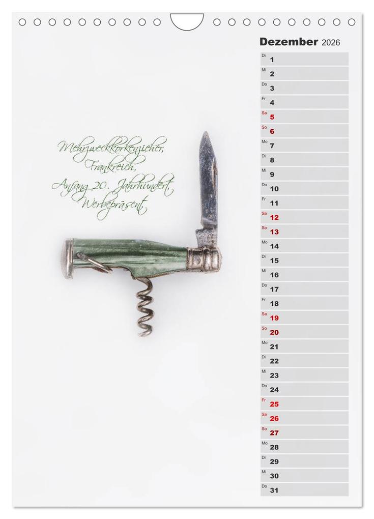 Weitere Ansicht: Emotionale Momente: Korkenzieher - geniales Alltagswerkzeug. Planer. (Wandkalender 2026 DIN A4 hoch), CALVENDO Monatskalender | Ingo Gerlach, Calvendo
