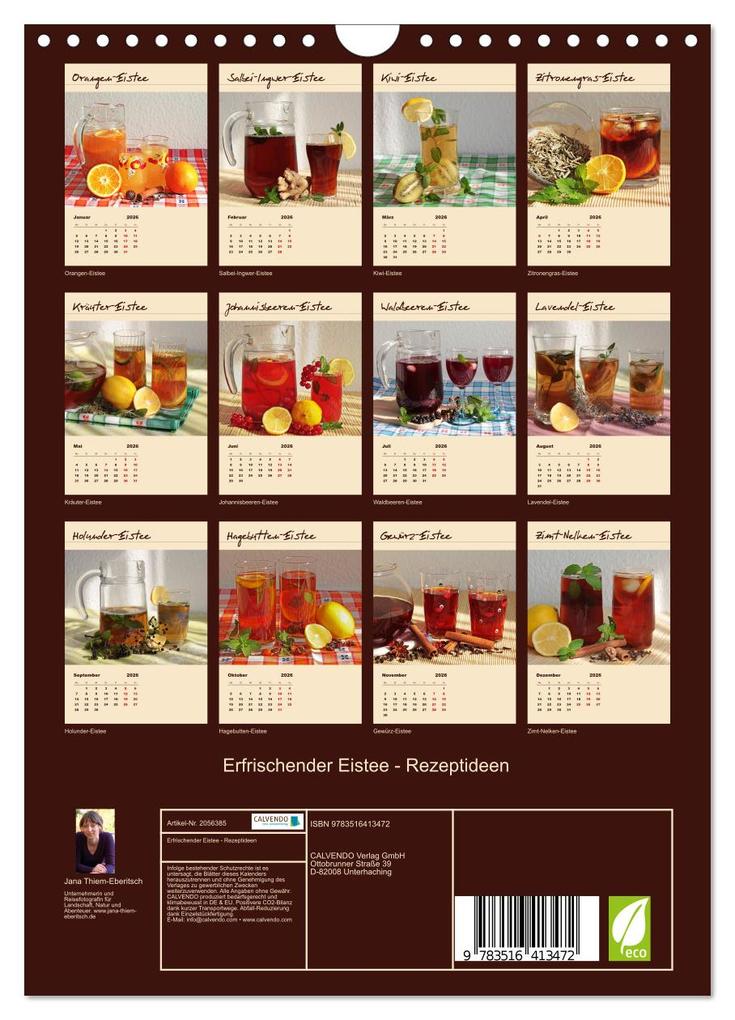Weitere Ansicht: Erfrischender Eistee - Rezeptideen (Wandkalender 2026 DIN A4 hoch), CALVENDO Monatskalender | Jana Thiem-Eberitsch, Calvendo