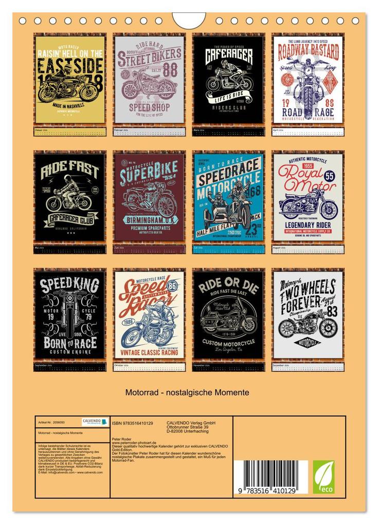Weitere Ansicht: Motorrad - nostalgische Momente (Wandkalender 2026 DIN A4 hoch), CALVENDO Monatskalender | Peter Roder, Calvendo