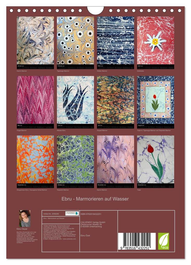 Weitere Ansicht: Ebru - Marmorieren auf Wasser (Wandkalender 2026 DIN A4 hoch), CALVENDO Monatskalender | Ebru Oezel, Calvendo