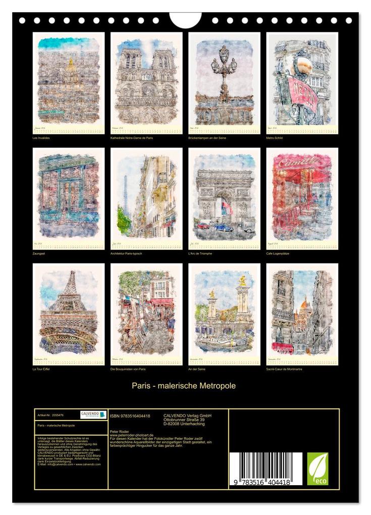 Weitere Ansicht: Paris - malerische Metropole (Wandkalender 2026 DIN A4 hoch), CALVENDO Monatskalender | Peter Roder, Calvendo