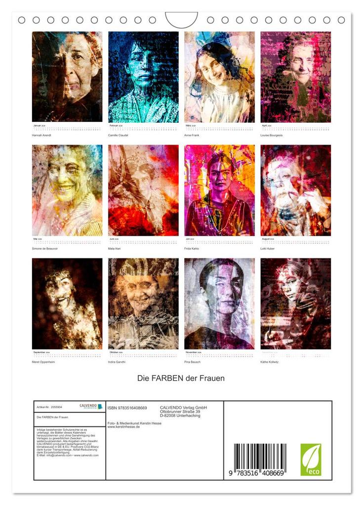 Weitere Ansicht: Die FARBEN der Frauen (Wandkalender 2026 DIN A4 hoch), CALVENDO Monatskalender | Kerstin Hesse, Calvendo