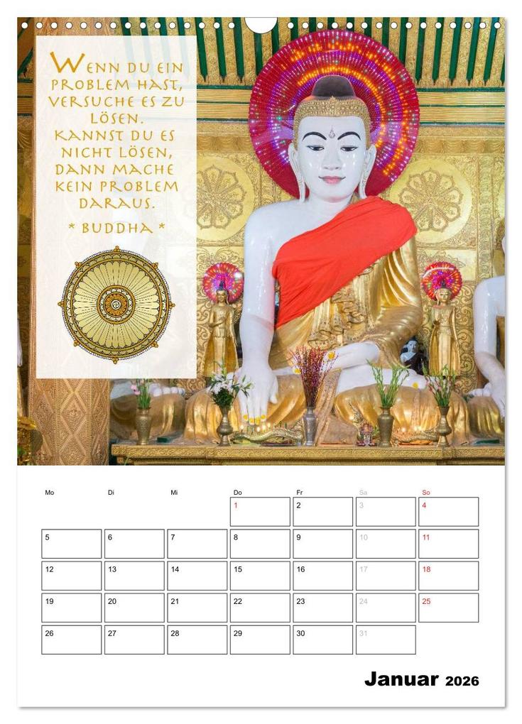 Weitere Ansicht: BUDDHAS ZITATE Buddhistische Weisheiten (Wandkalender 2026 DIN A3 hoch), CALVENDO Monatskalender | BuddhaART BuddhaART, Calvendo, BuddhaART