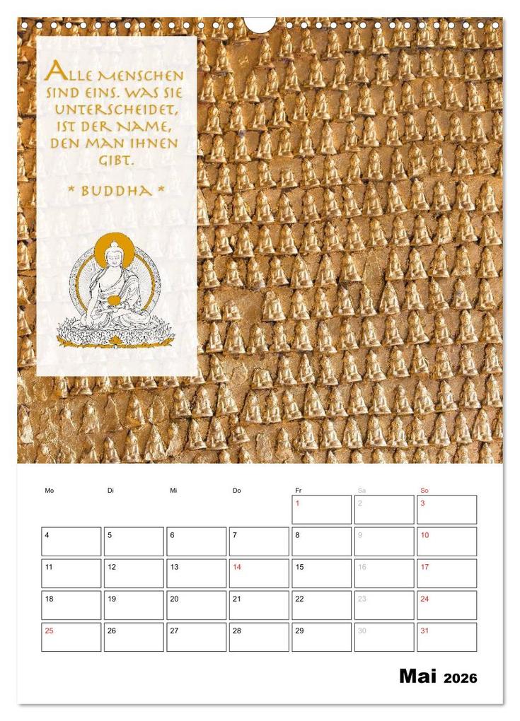 Weitere Ansicht: BUDDHAS ZITATE Buddhistische Weisheiten (Wandkalender 2026 DIN A3 hoch), CALVENDO Monatskalender | BuddhaART BuddhaART, Calvendo, BuddhaART