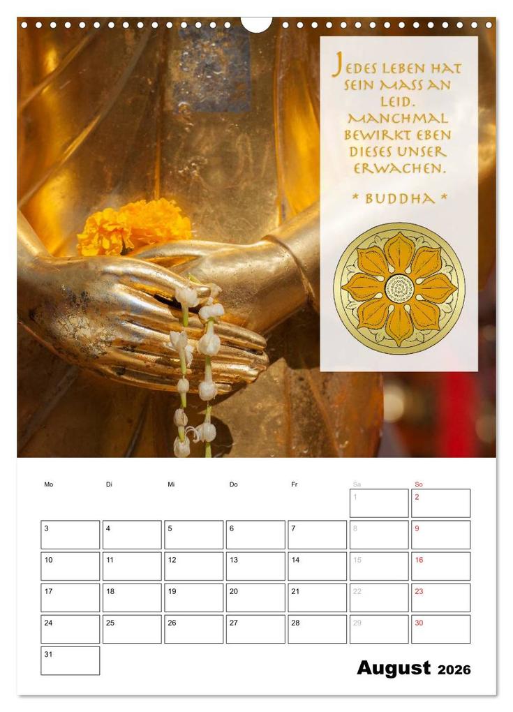 Weitere Ansicht: BUDDHAS ZITATE Buddhistische Weisheiten (Wandkalender 2026 DIN A3 hoch), CALVENDO Monatskalender | BuddhaART BuddhaART, Calvendo, BuddhaART